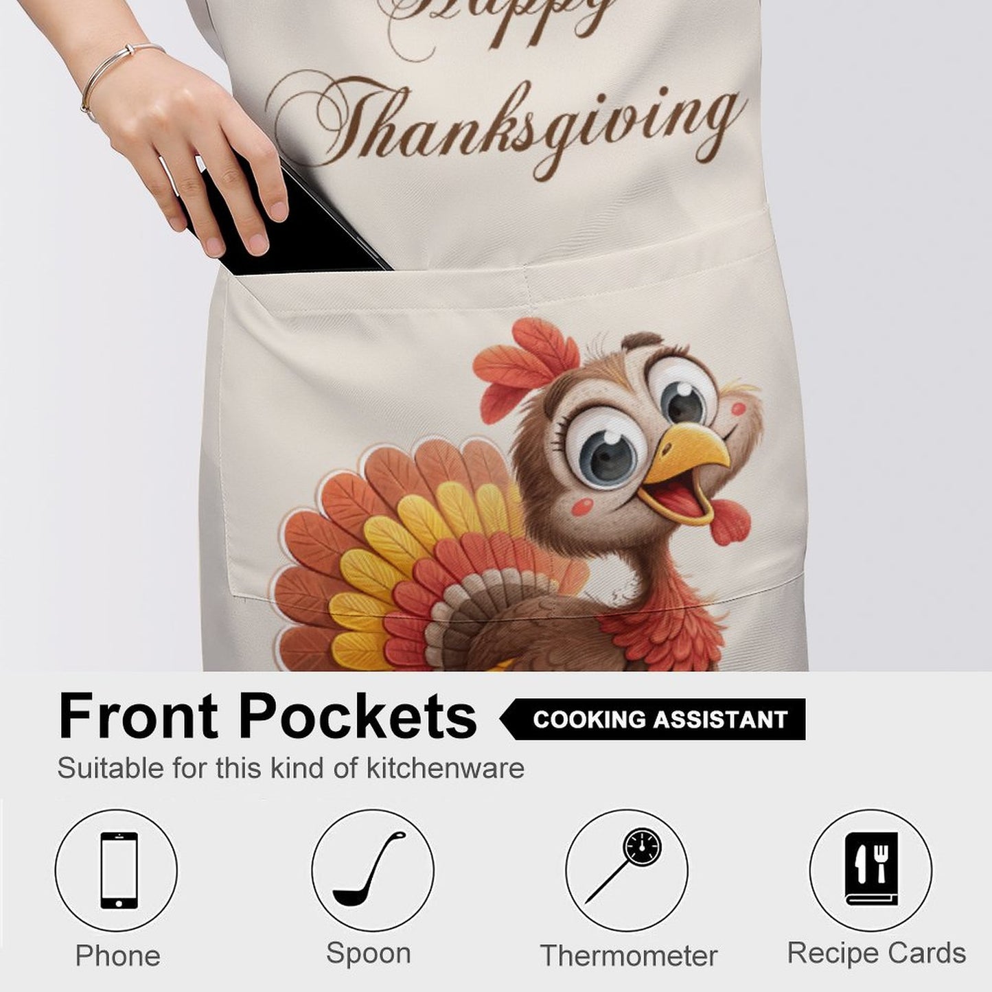 Adult Apron with Pocket - Happy Thanksgiving