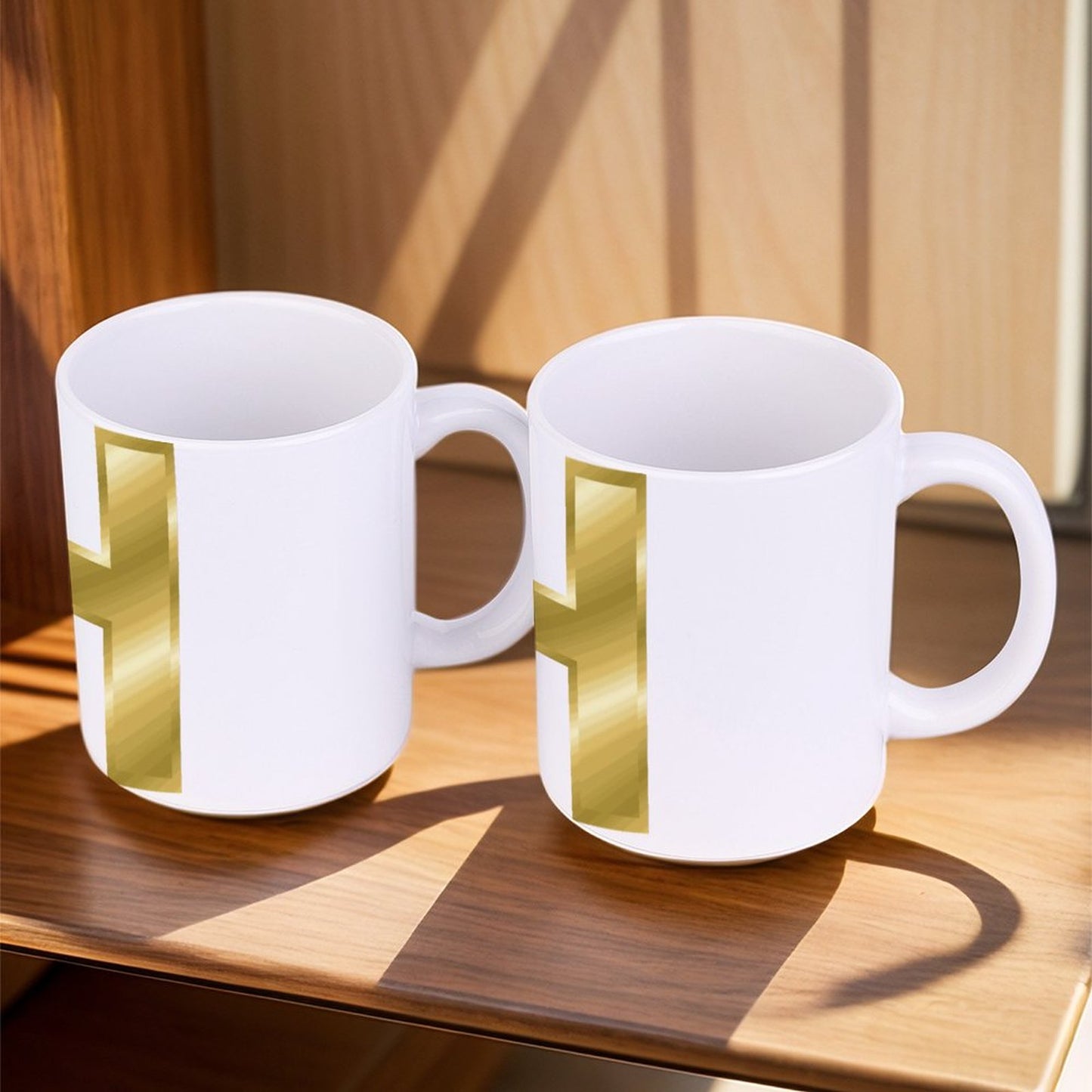 14oz White Ceramic Mug with Handle - Letter H