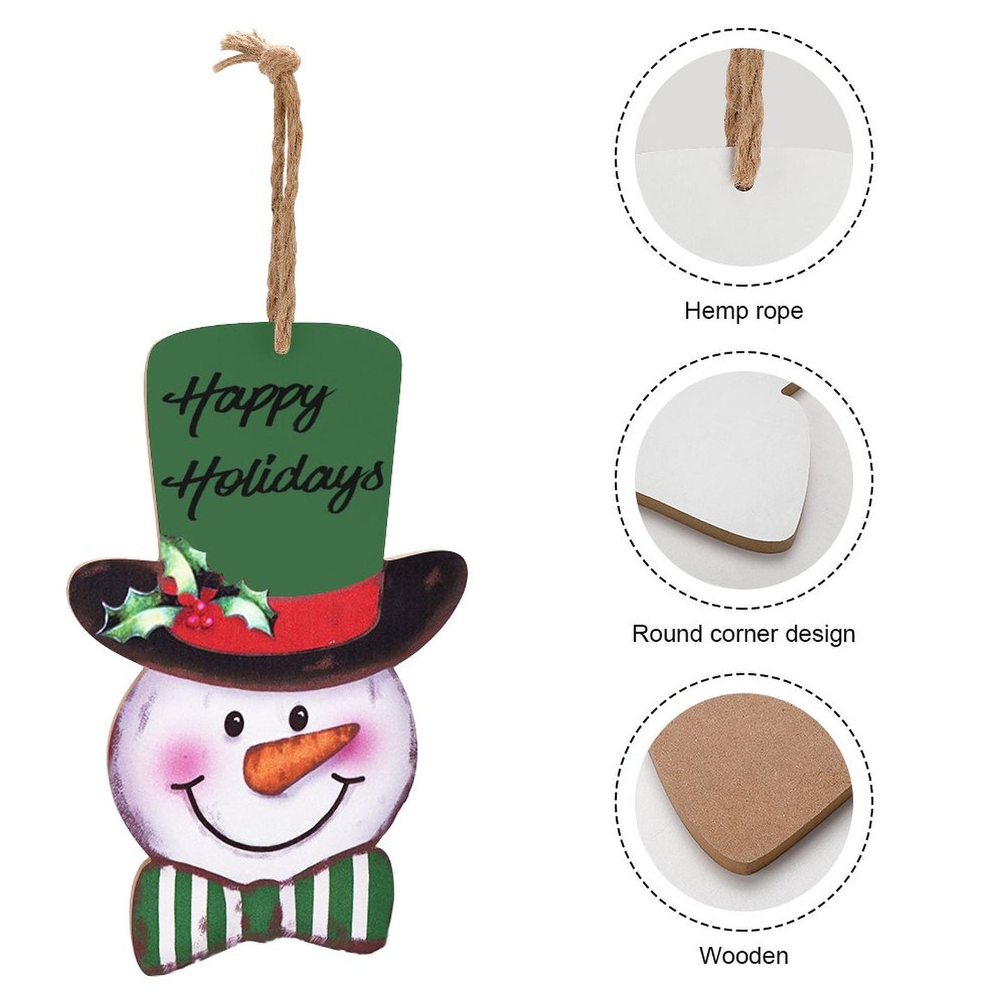 Wooden Christmas Snowman Ornament