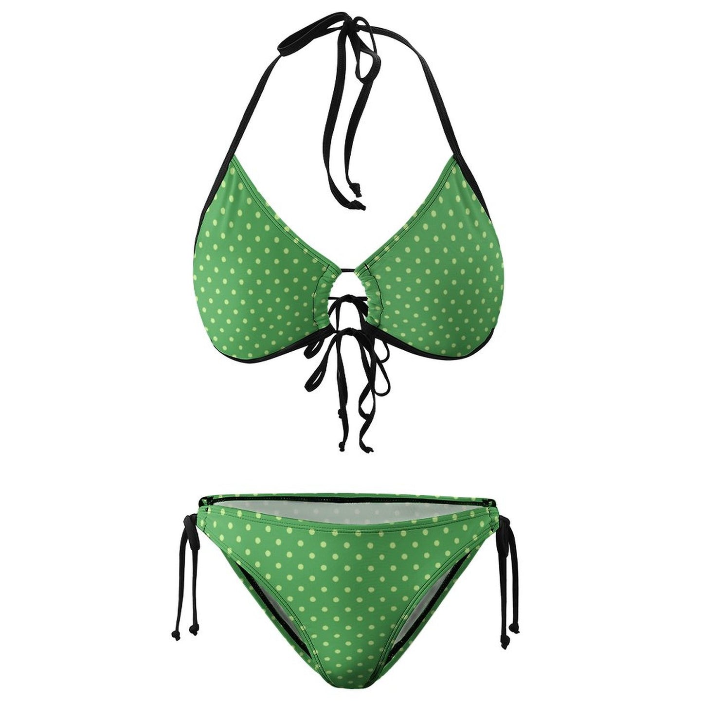 Plus Size Halter Tie Front Bikini Set