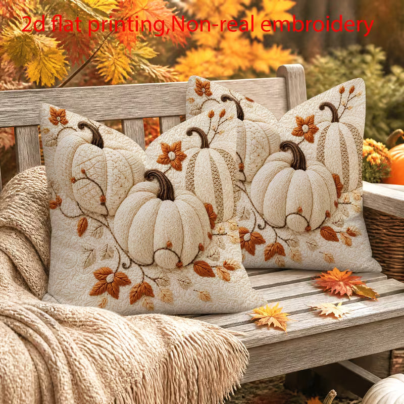 2D Flat-printing Bohemian Country-style Rustic Throw Pillow Set in 2pcs. Suitable for Autumn Decoration.