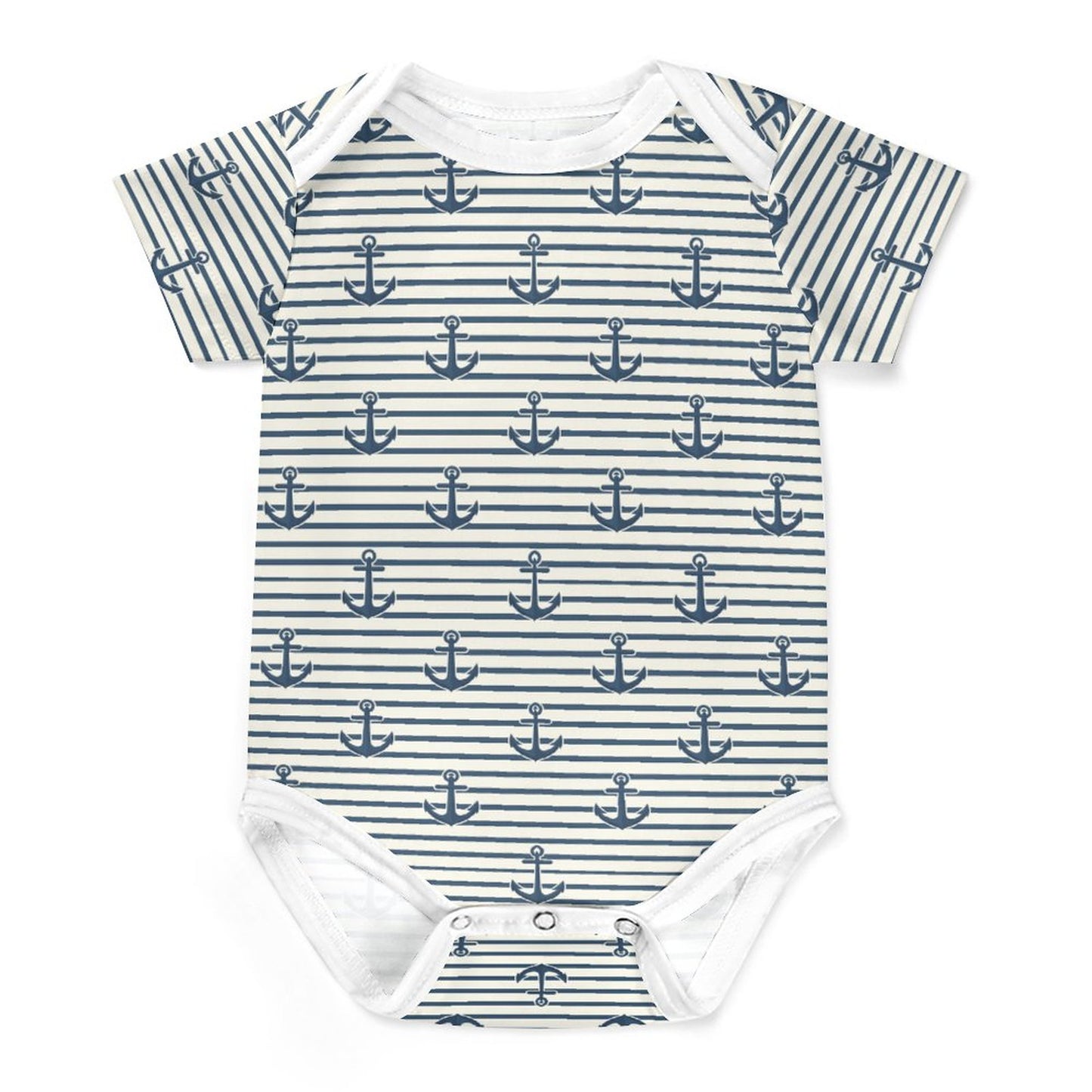 Faux Cotton Short Sleeve Baby Romper Anchors