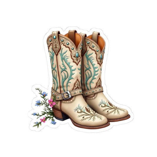 Cowboy Boot Kiss-Cut Stickers - Western Decor, Cute Gifts for Country Lovers, Laptop Stickers, Phone Case Accessories