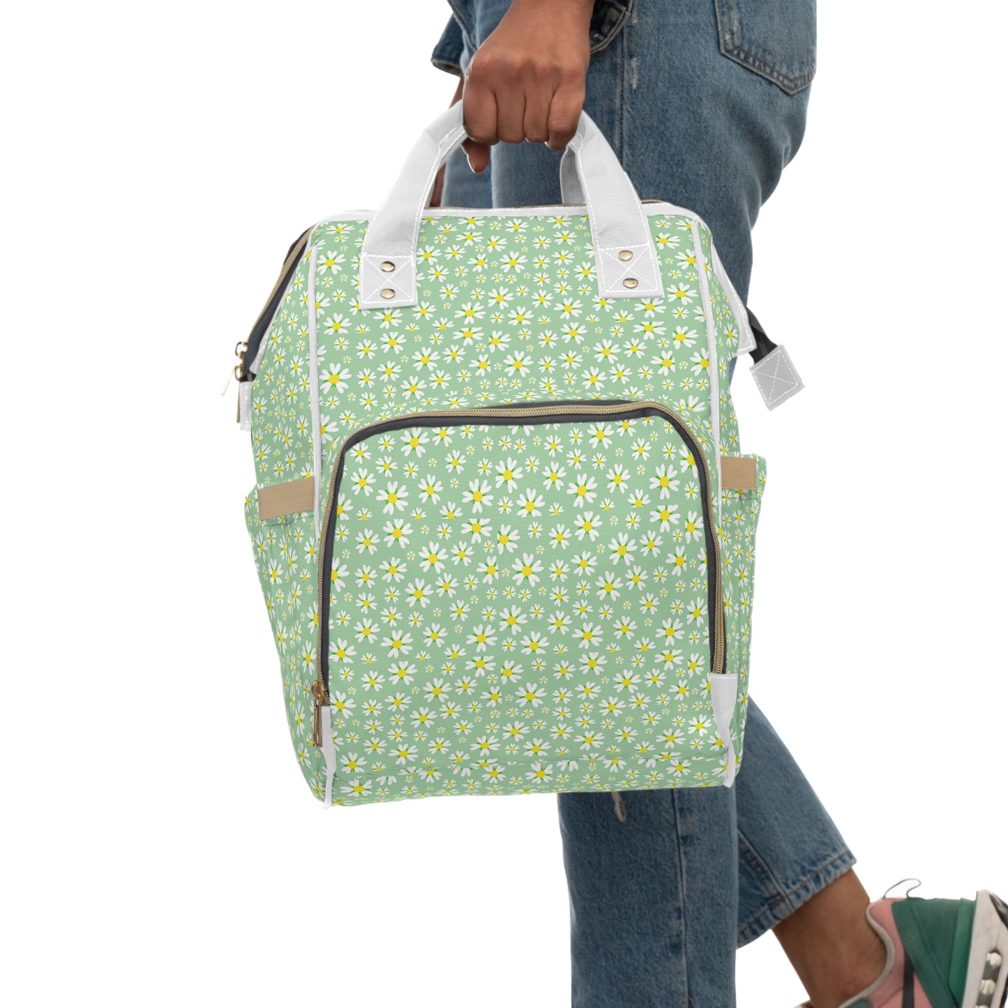 Stylish Floral Diaper Backpack for Moms, Versatile Baby Bag, Tote, Eco-Friendly, Gift for New Parents, Nursery Essential