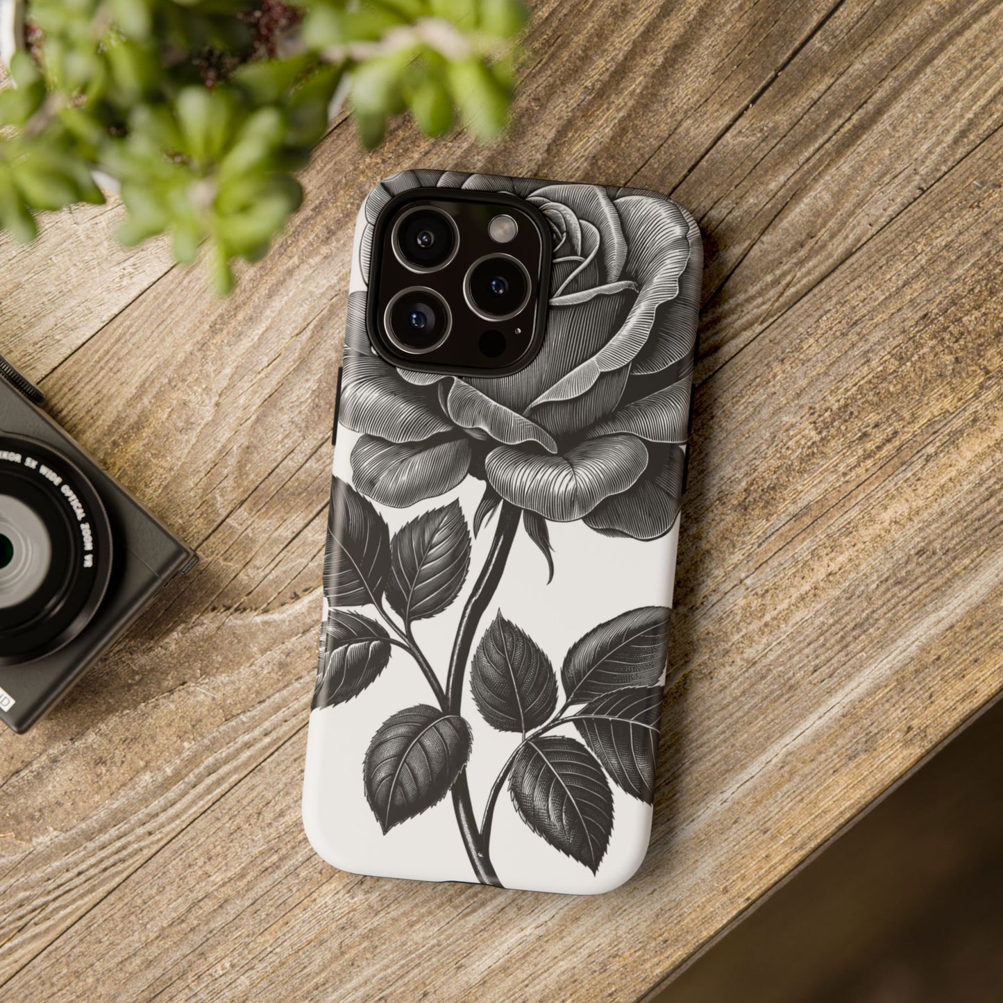 Elegant Floral Phone Case - Tough Cases, Black Rose Design, Floral Phone Cover, Stylish Phone Accessory, Gift for Her, Mother's Day