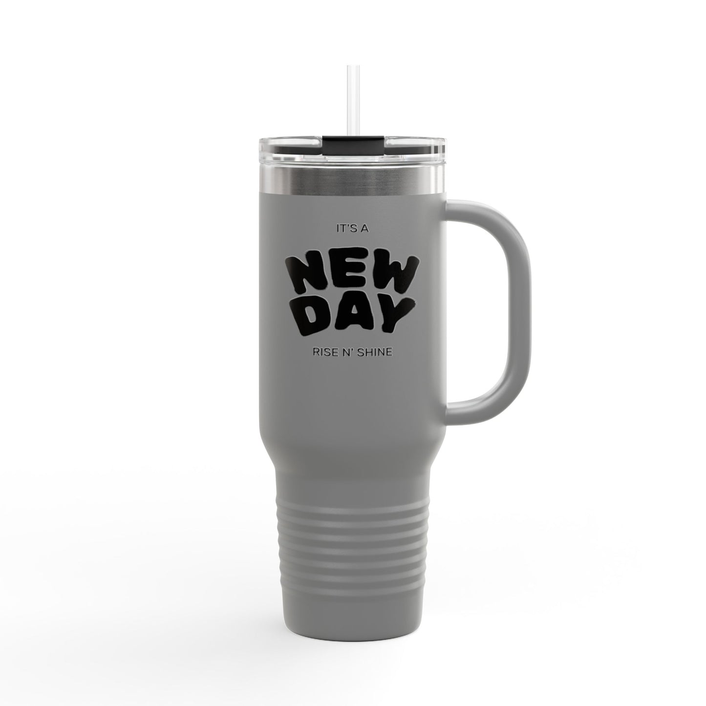 Insulated Travel Mug - 'It's a New Day' - 40oz Coffee Cup, Perfect for Road Trips, Morning Commute, Gifts, Eco-Friendly, Reusable