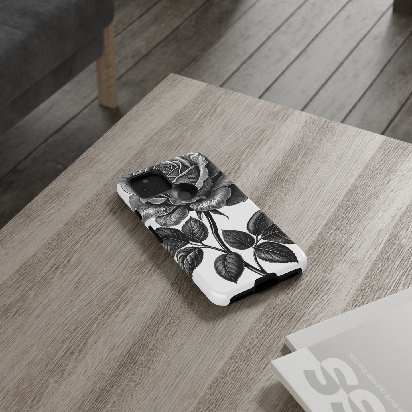 Elegant Floral Phone Case - Tough Cases, Black Rose Design, Floral Phone Cover, Stylish Phone Accessory, Gift for Her, Mother's Day