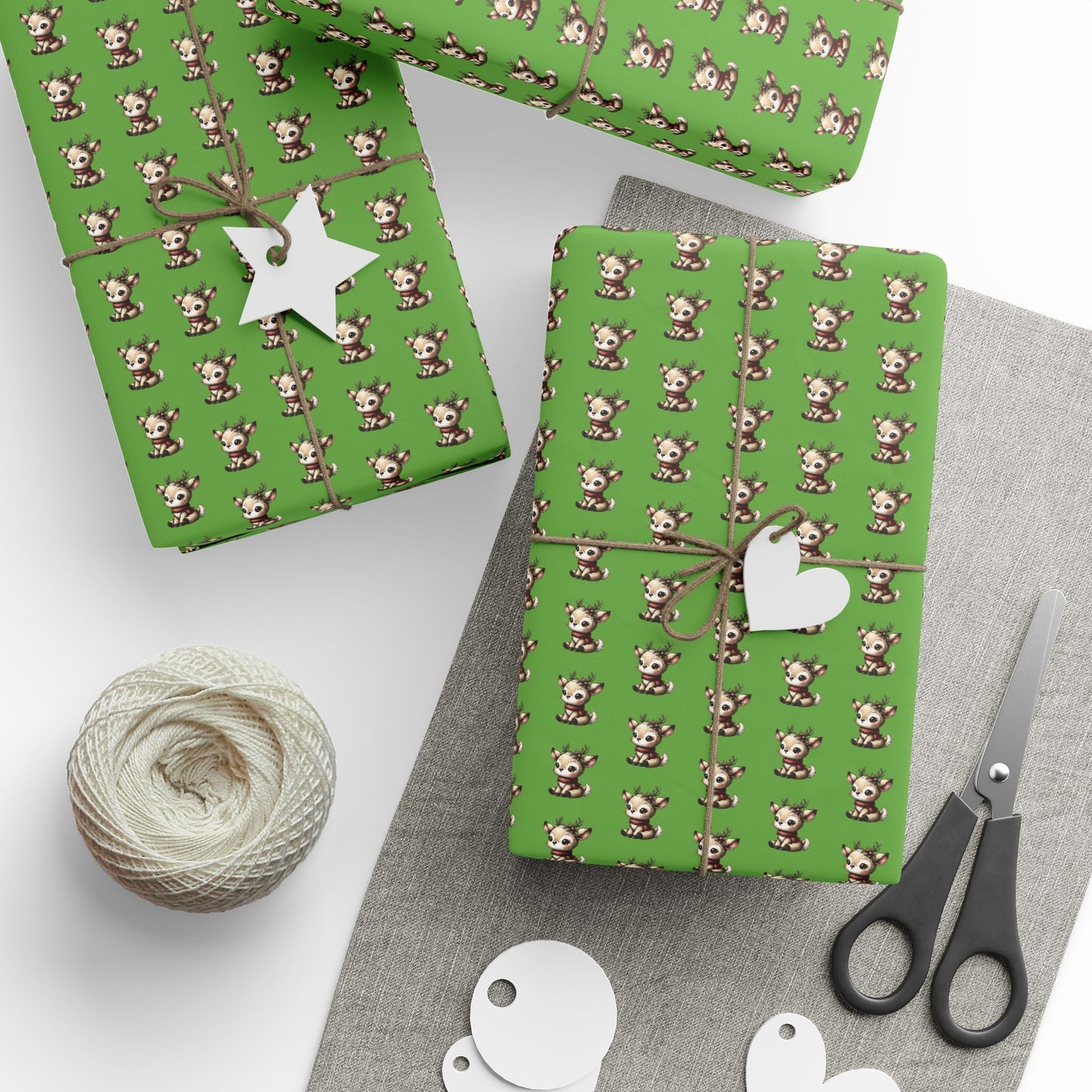 Wrapping Paper — Green Cute Dog Pattern Gift Wrap (Pet Lover Holiday & Birthday)