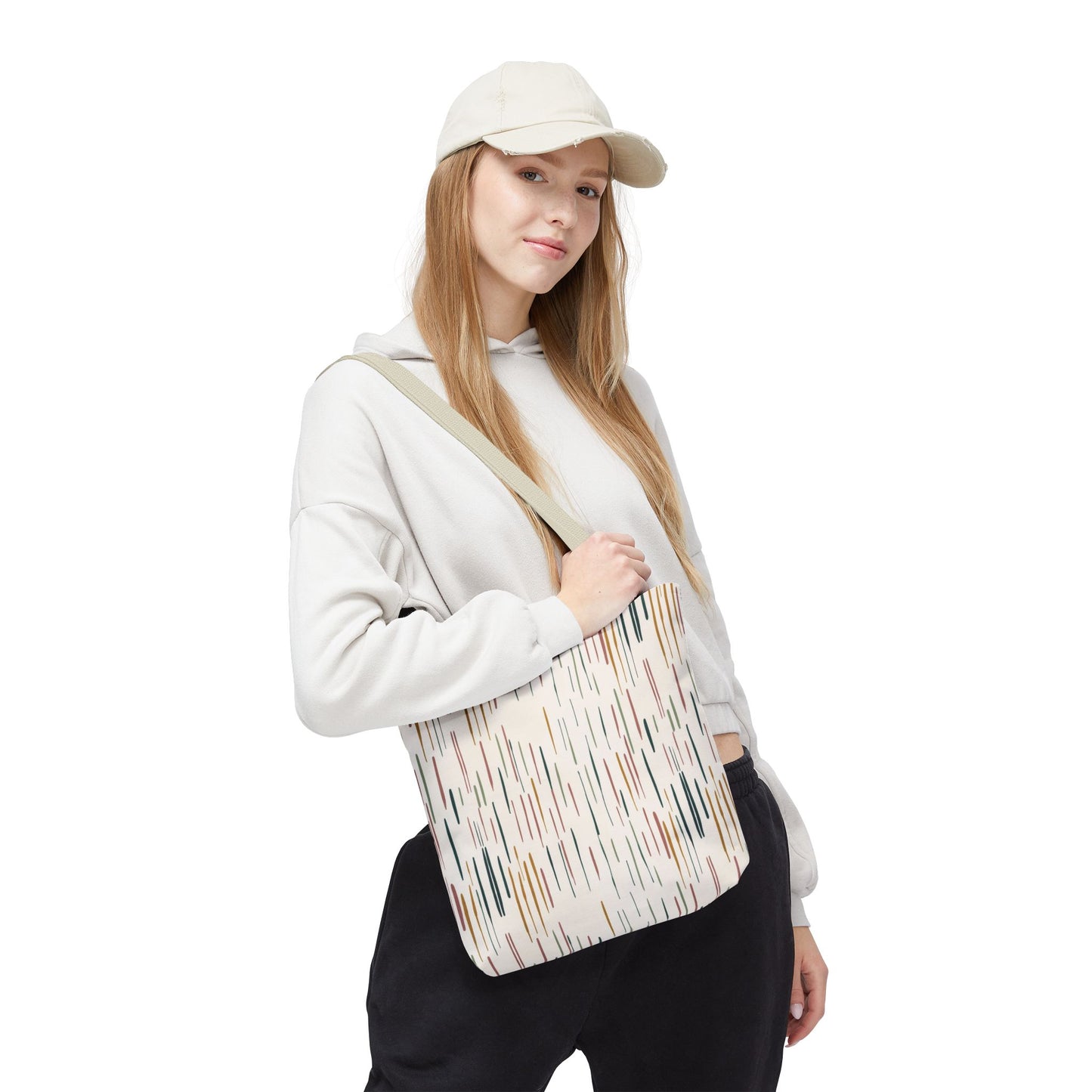 Earth Tones Abstract Stripe Tote Bag — Minimalist Boho Canvas Shopper