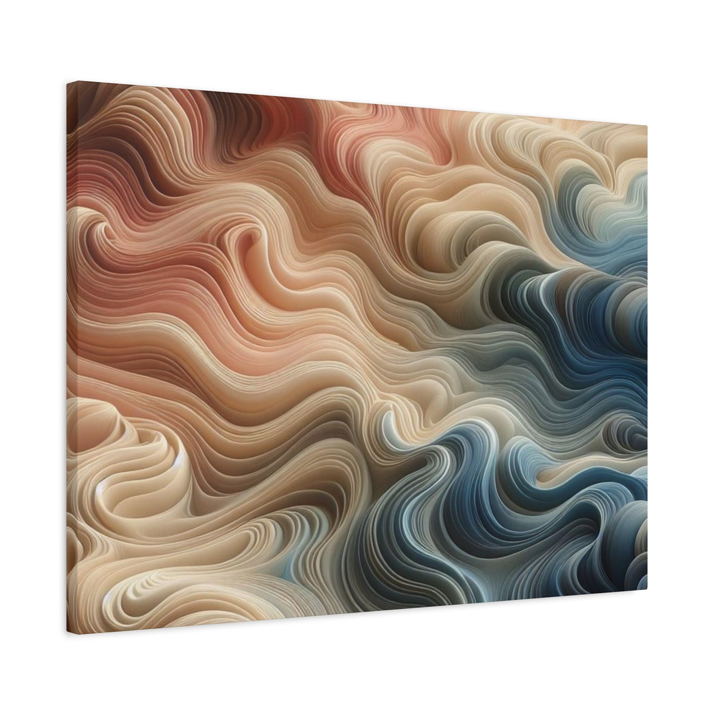 Abstract Swirl Matte Canvas Wall Art — Fluid Earth Tones, Stretched 1.25"