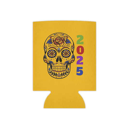 Colorful Skull Can Cooler - 2025 Celebrations, Party Accessory, Gift for Beer Lovers, Dia de los Muertos Decor, Fun Beverage Insulator