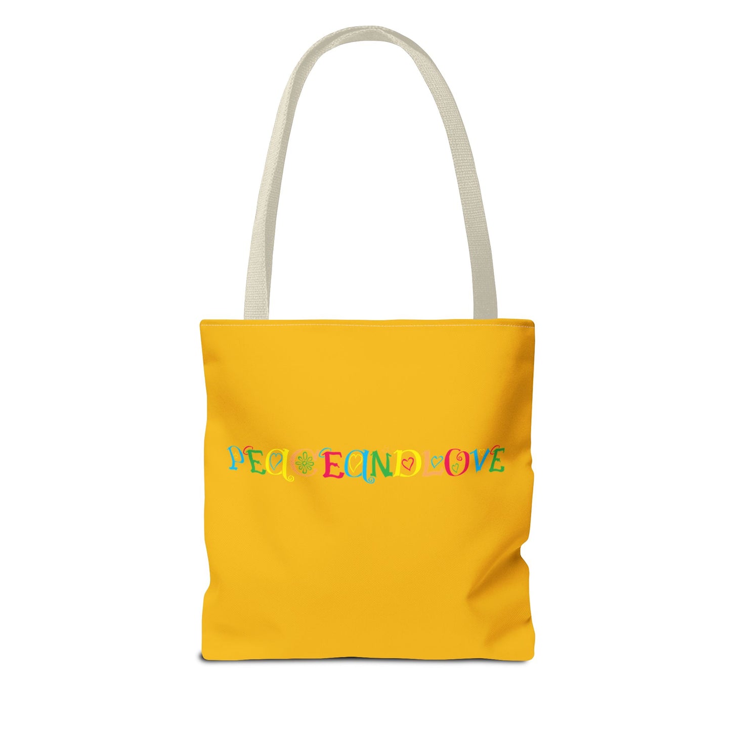 Colorful Peace and Love Tote Bag | Eco-Friendly Shopping Bag, Beach Tote, Gift for Friends, Everyday Carryall