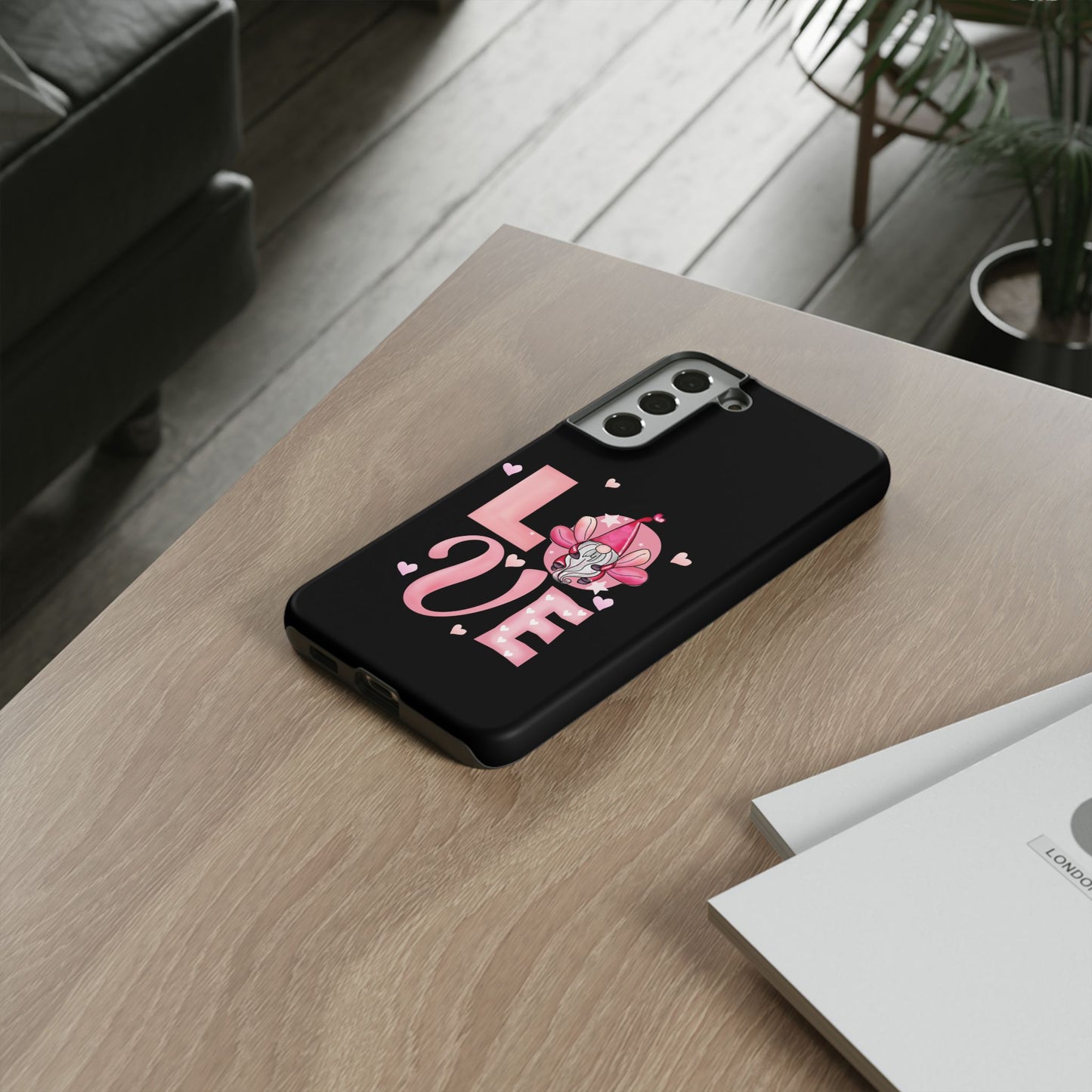 Love Gnome Phone Case — Cute Pink Heart Valentines Protective Case