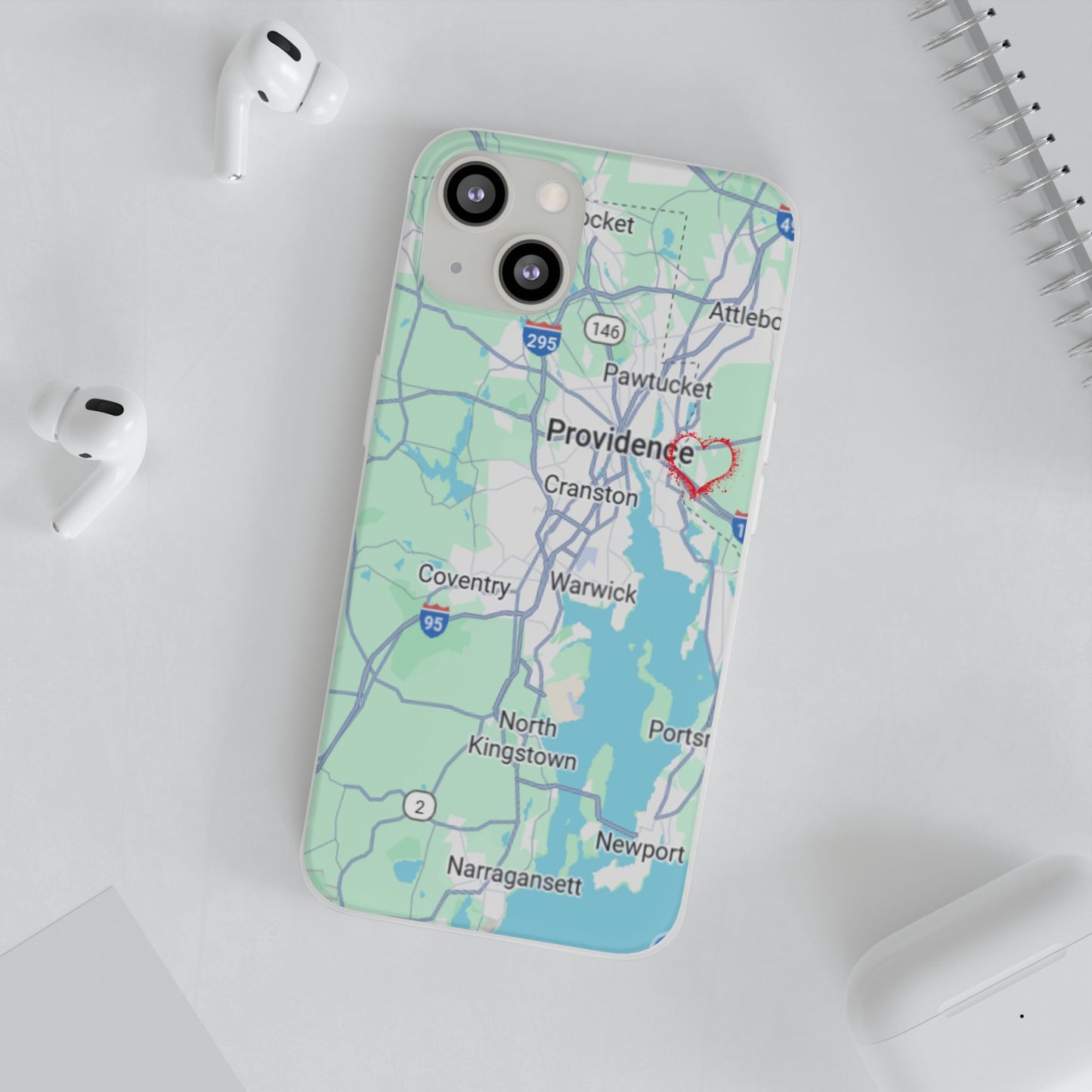 Providence Heart Map Phone Case - Custom Flexible Smartphone Protector, Gift for Her, Map Lover's Accessory, Personalized Case, Travel [...]