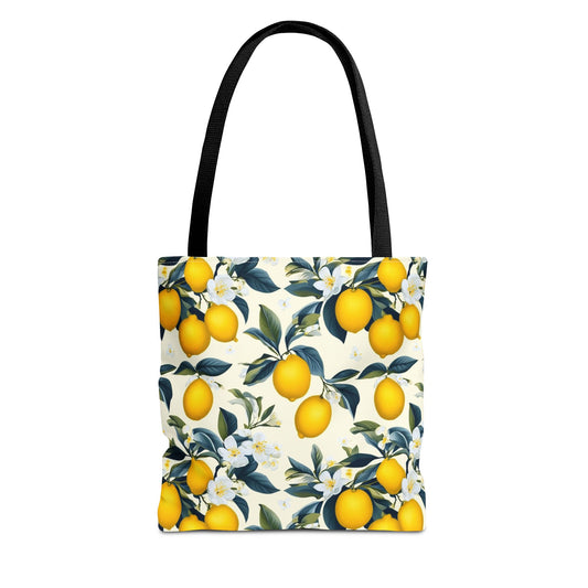 Lemon Blossom All-Over Print Tote Bag — Citrus Floral Market Bag