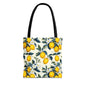Lemon Blossom All-Over Print Tote Bag — Citrus Floral Market Bag