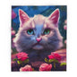 Cozy Cat-Themed Fleece Blanket, Cute Cat Gift, Floral Throw Blanket, Pet Lover Decor, Cat Lover Gift, Home Comforts