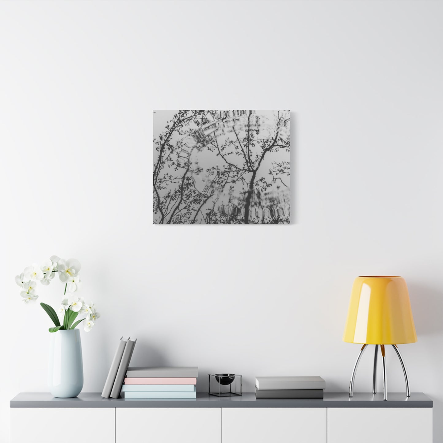 Canvas Wall Art — Monochrome Blurred Ferris Wheel with Tree Silhouettes
