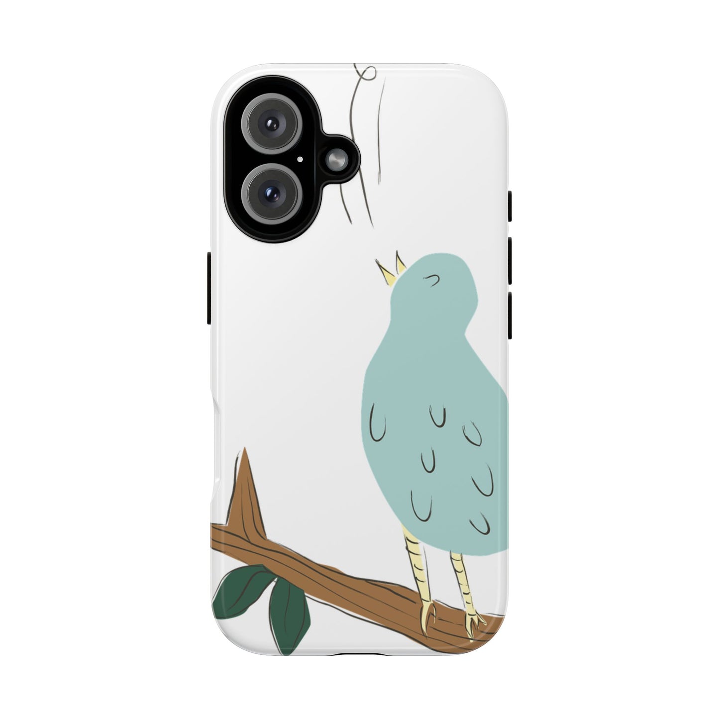 Birdsong Phone Case — Cute Blue Bird on Branch Protective Case