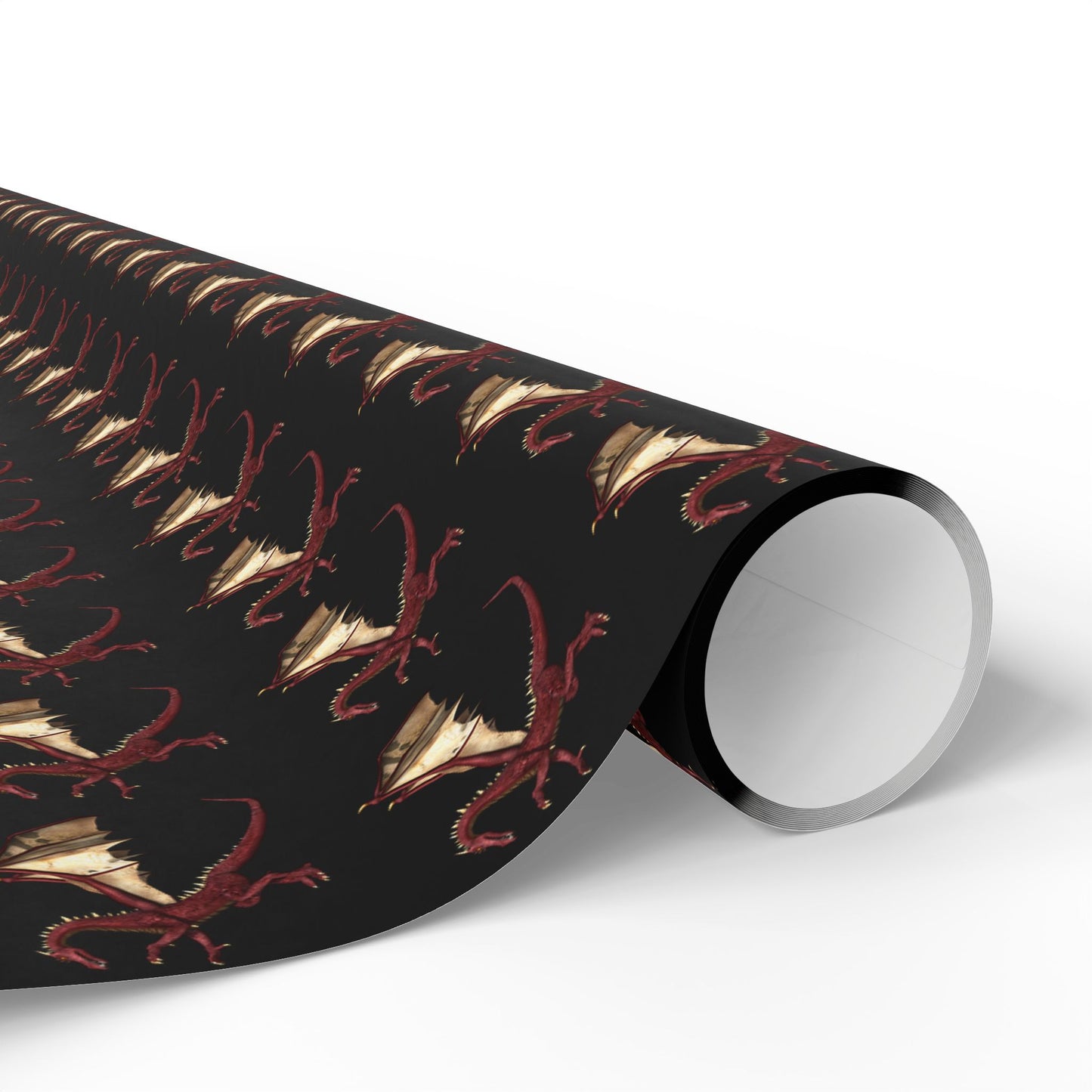 Dragon Pattern Wrapping Paper Roll — Dark Fantasy Gift Wrap