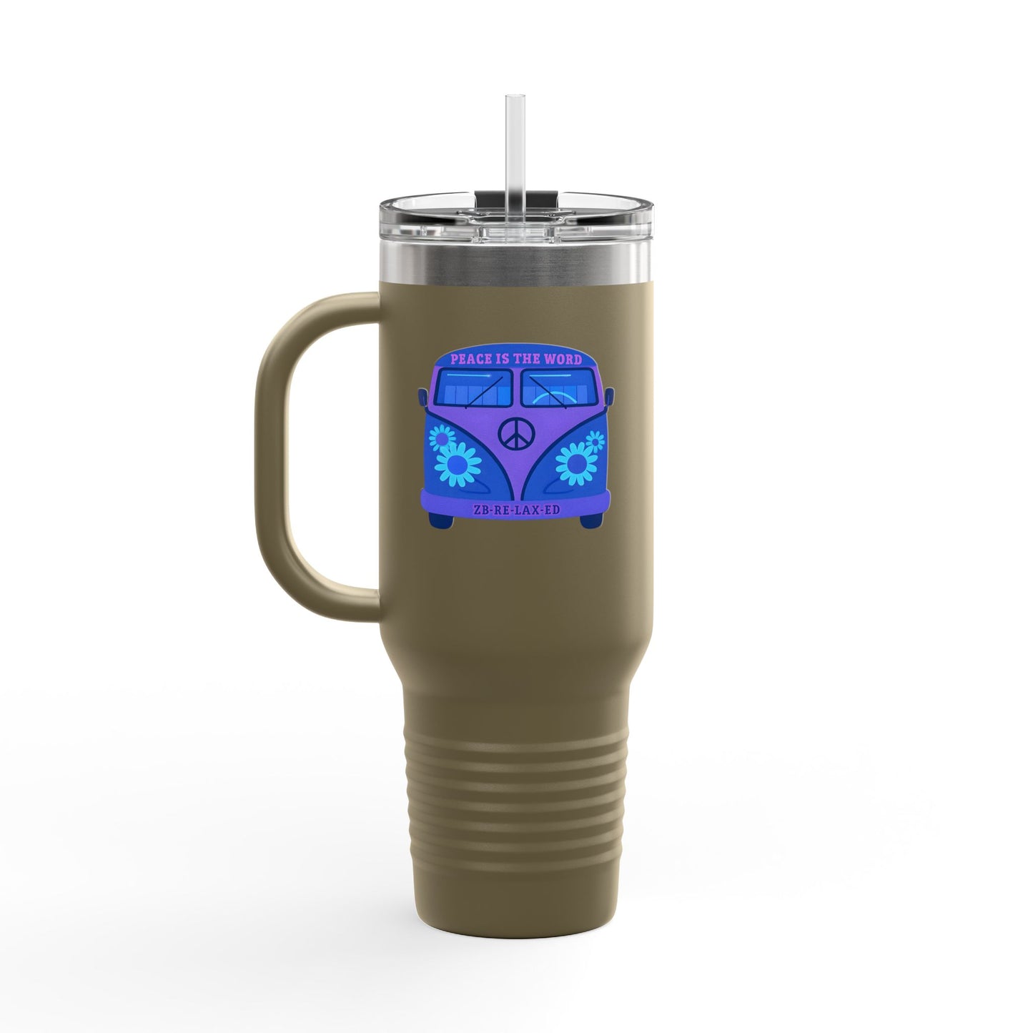 Peaceful Vibes Insulated Travel Mug | 40oz Cooler, Eco-Friendly Drinkware, Unique Gift for Travelers, Road Trip Essential, Custom Cup