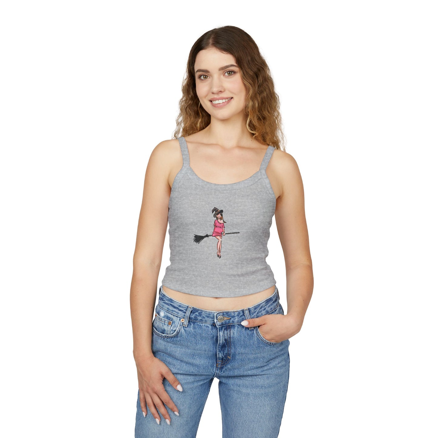 Witchy Spaghetti Strap Tank Top - Fun Summer Wear, Casual Party Top, Perfect for Halloween, Gifts for Friends, Everyday Fashion