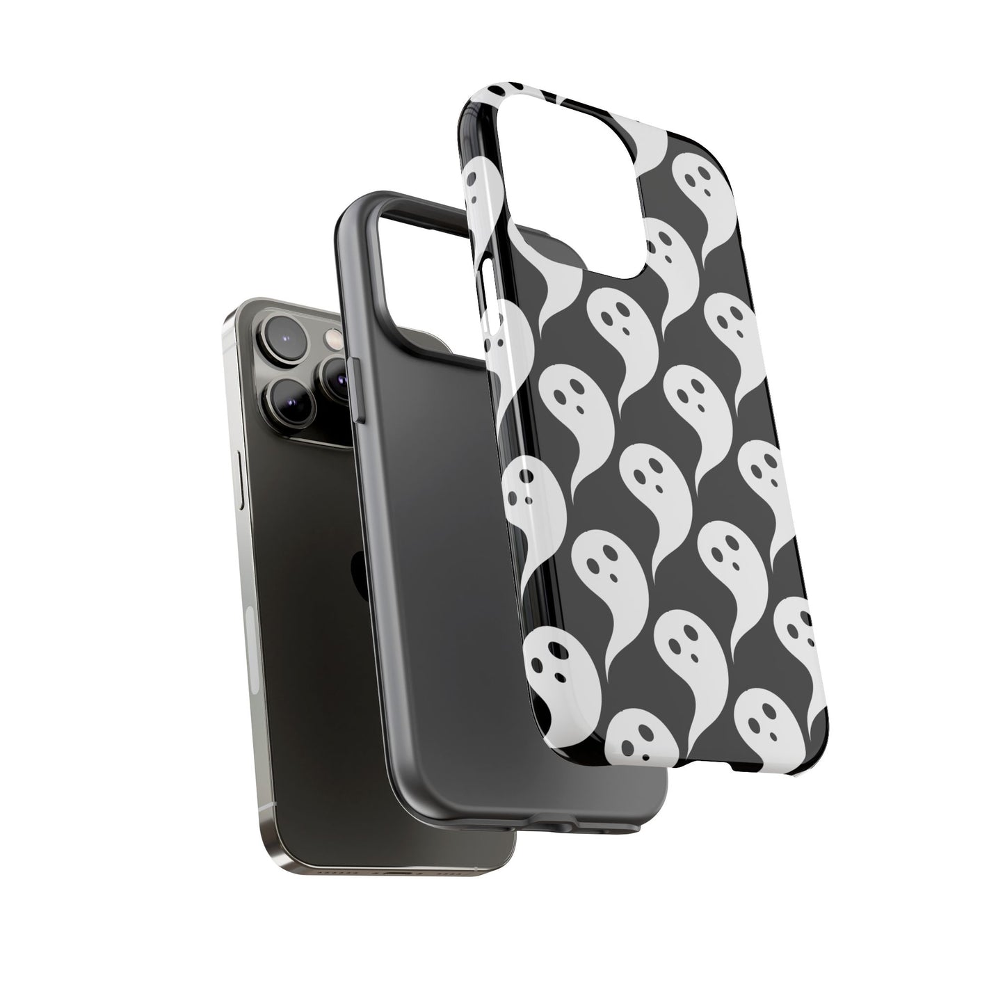 Ghost Pattern Phone Case, Cute Ghost Cell Phone Cover, Halloween Accessory, Spooky Gift, Black and White Phone Case
