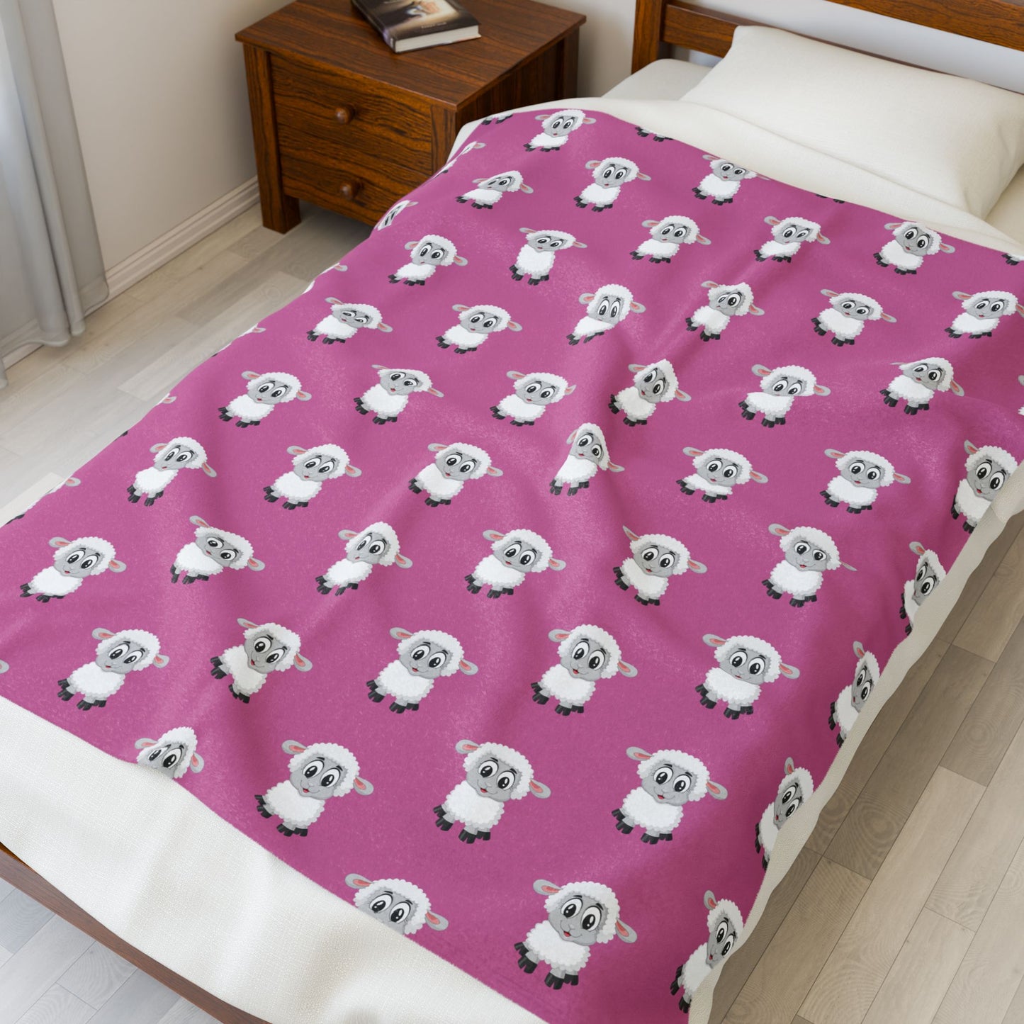 Kids Sheep Plush Blanket, Cozy Fleece, Baby Shower