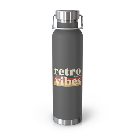 Retro Vibes Insulated Water Bottle, 22oz - Trendy Travel Flask, Stylish Hydration Gift for Fitness Lovers, Eco-Friendly Beverage Container