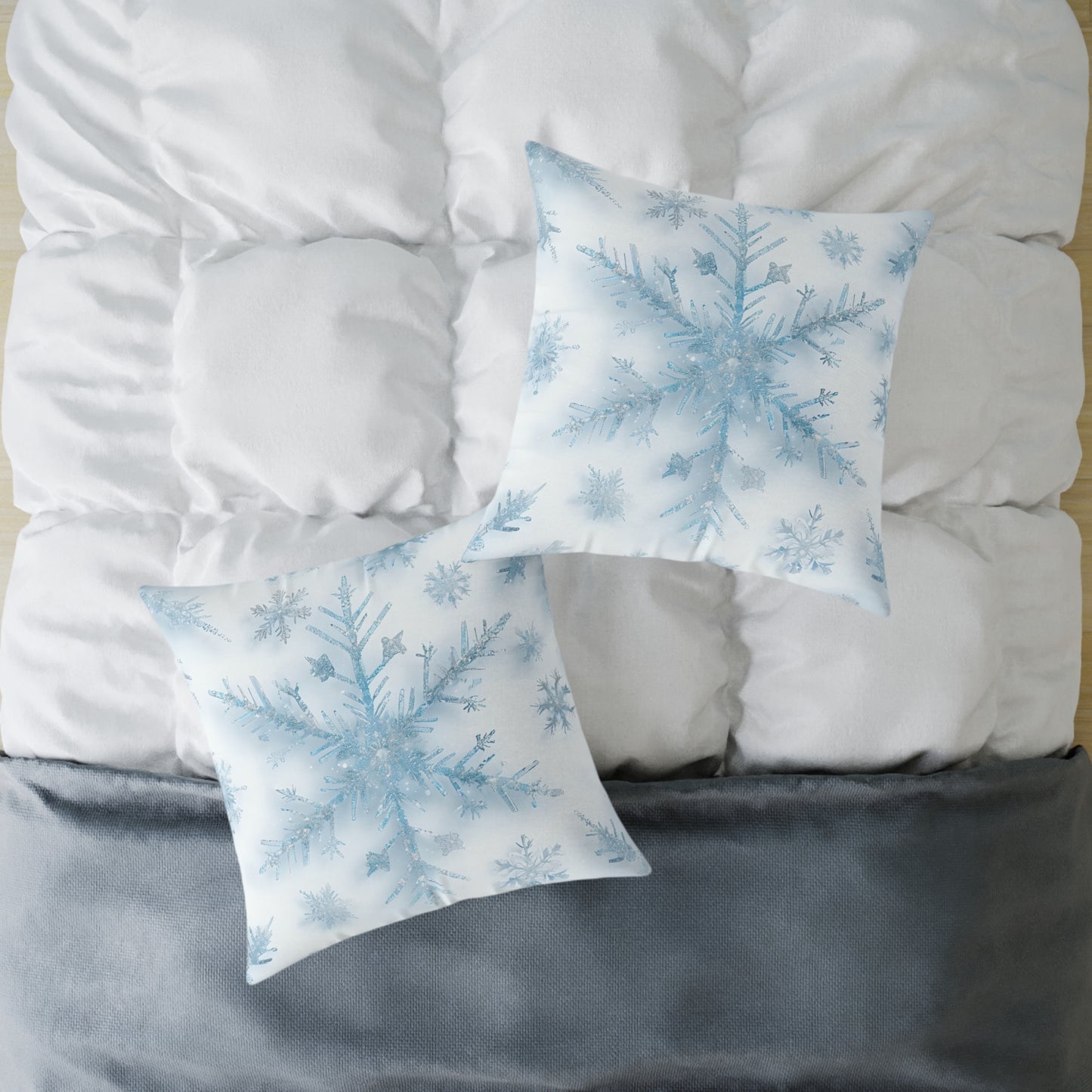 Snowflake Square Poly Canvas Pillow | Cozy Winter Decor, Holiday Gift, Home Accent, Relaxation Decor, Seasonal Cushion