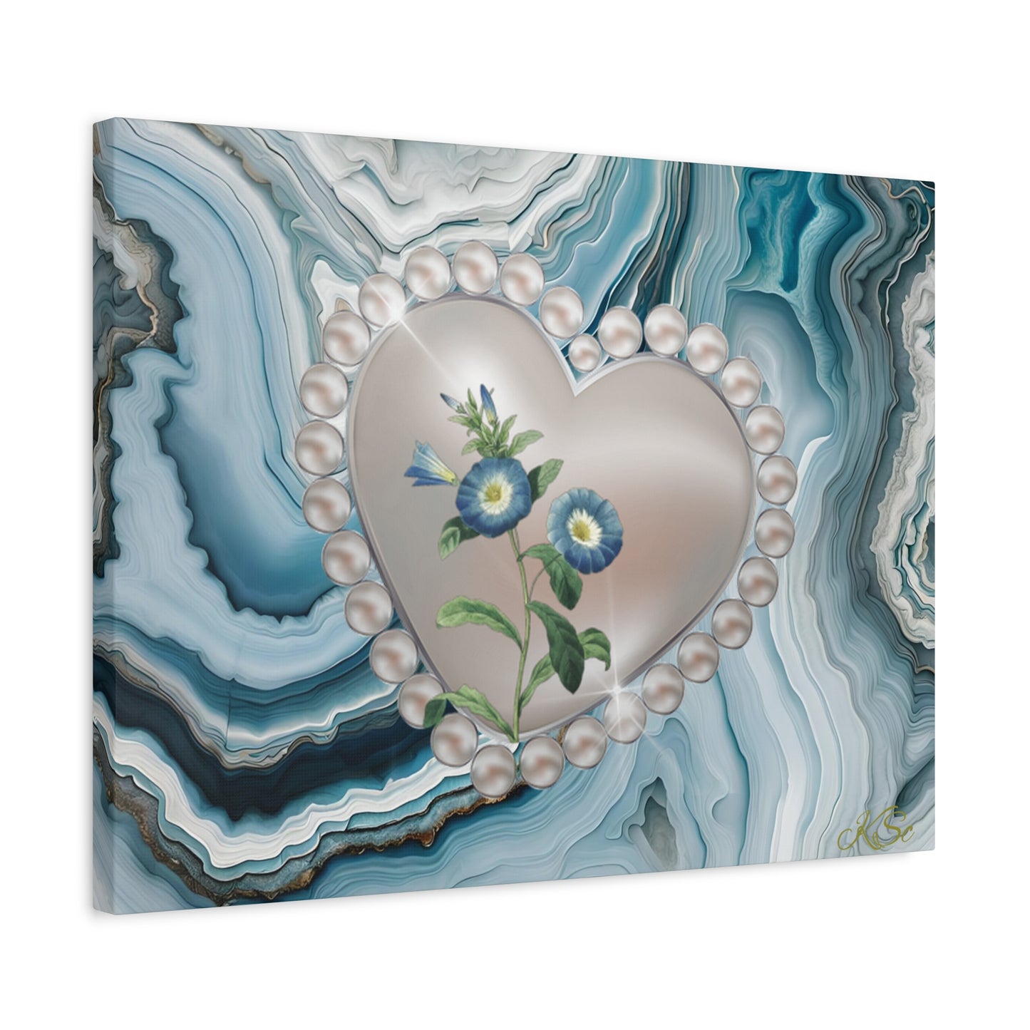 Elegant Floral Heart Canvas Wall Art, Modern Home Decor, Gift for Her