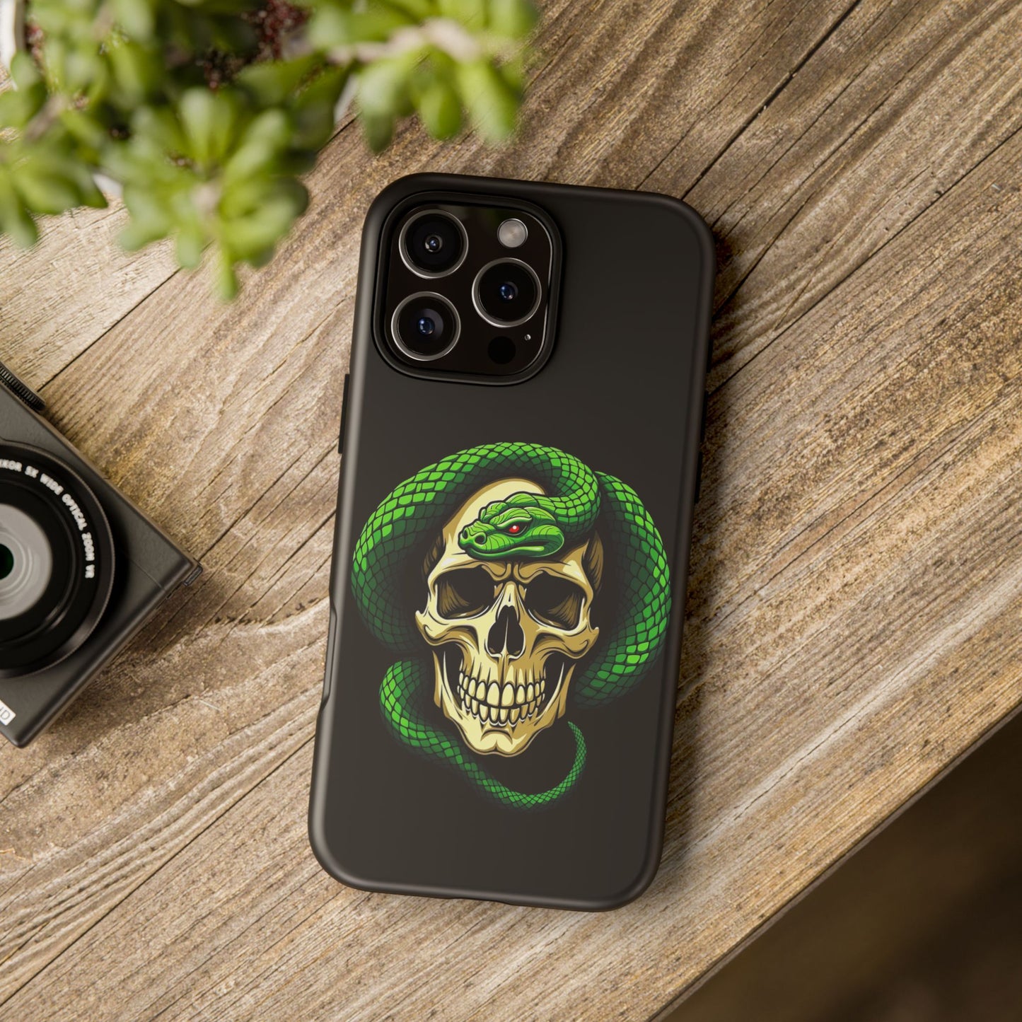 Skull & Snake Phone Case | Tough Cases, Protective Cover, Edgy Phone Accessories, Gothic Gift, Halloween Decor