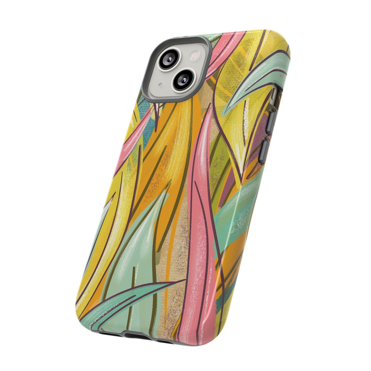 Vibrant Phone Case with Colorful Leaf Design, Tough Cases for Nature Lovers, Eco-Friendly Gift, Summer Vibes, Floral Phone Cover