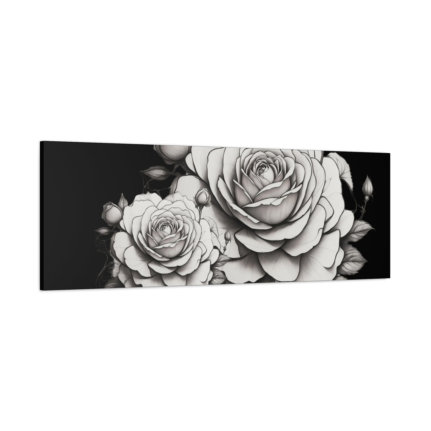 Monochrome Rose Canvas Print — Black & White Floral Wall Art