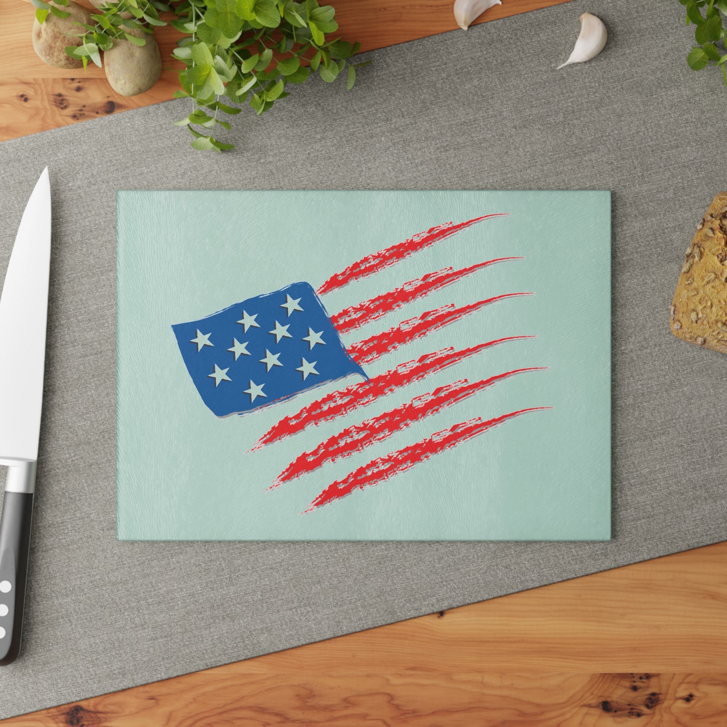 Patriotic Glass Cutting Board with American Flag Design, American Flag Kitchen Decor, BBQ Gift, Memorial Day, Independence Day, Unique [...]
