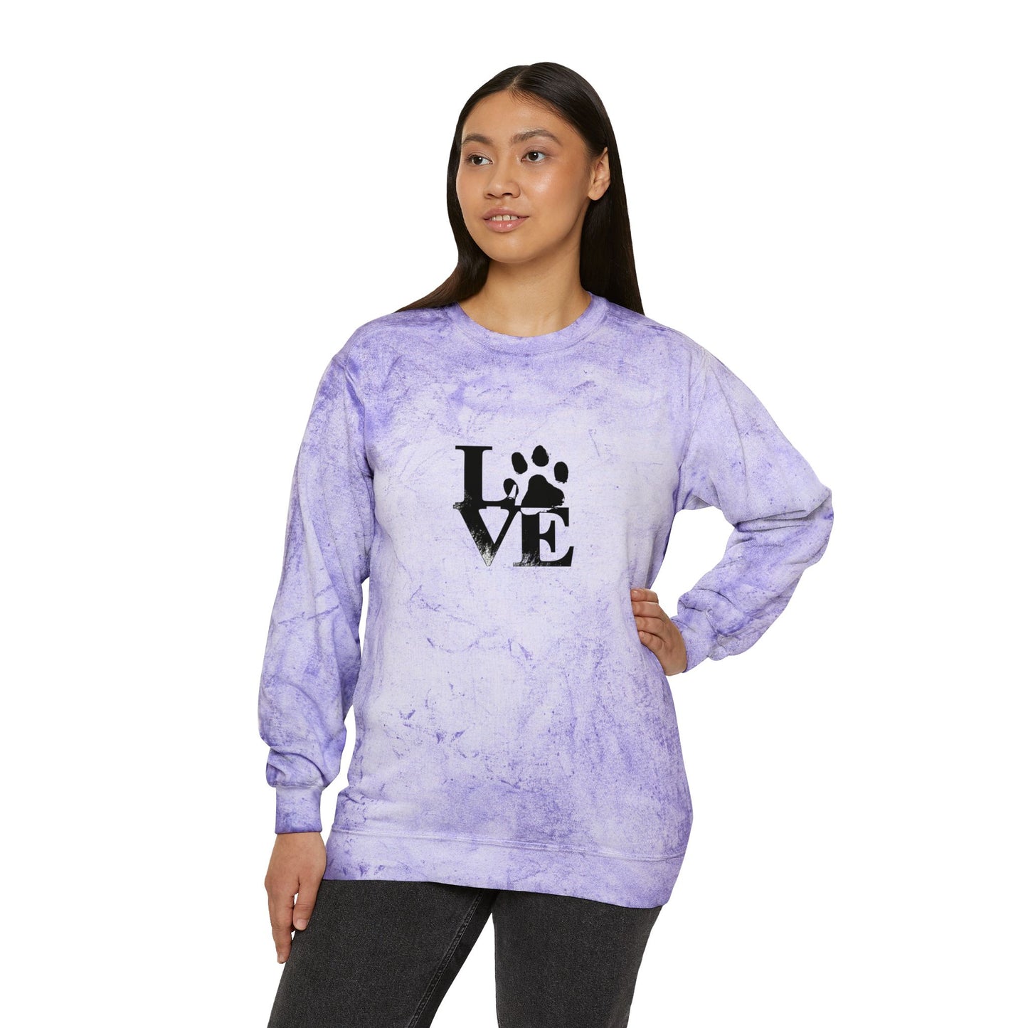 Colorful Love Pet-Inspired Crewneck Sweatshirt, Cozy Outdoor Wear, Gift for Dog Lovers, Casual Style, Perfect for Any Occasion
