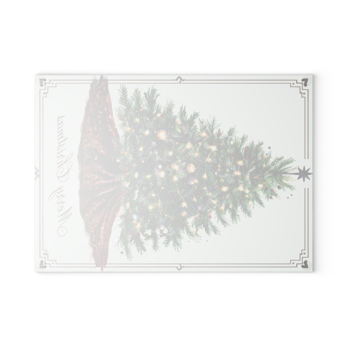 Christmas Tree Glass Cutting Board - Merry Christmas Holiday Kitchen Décor
