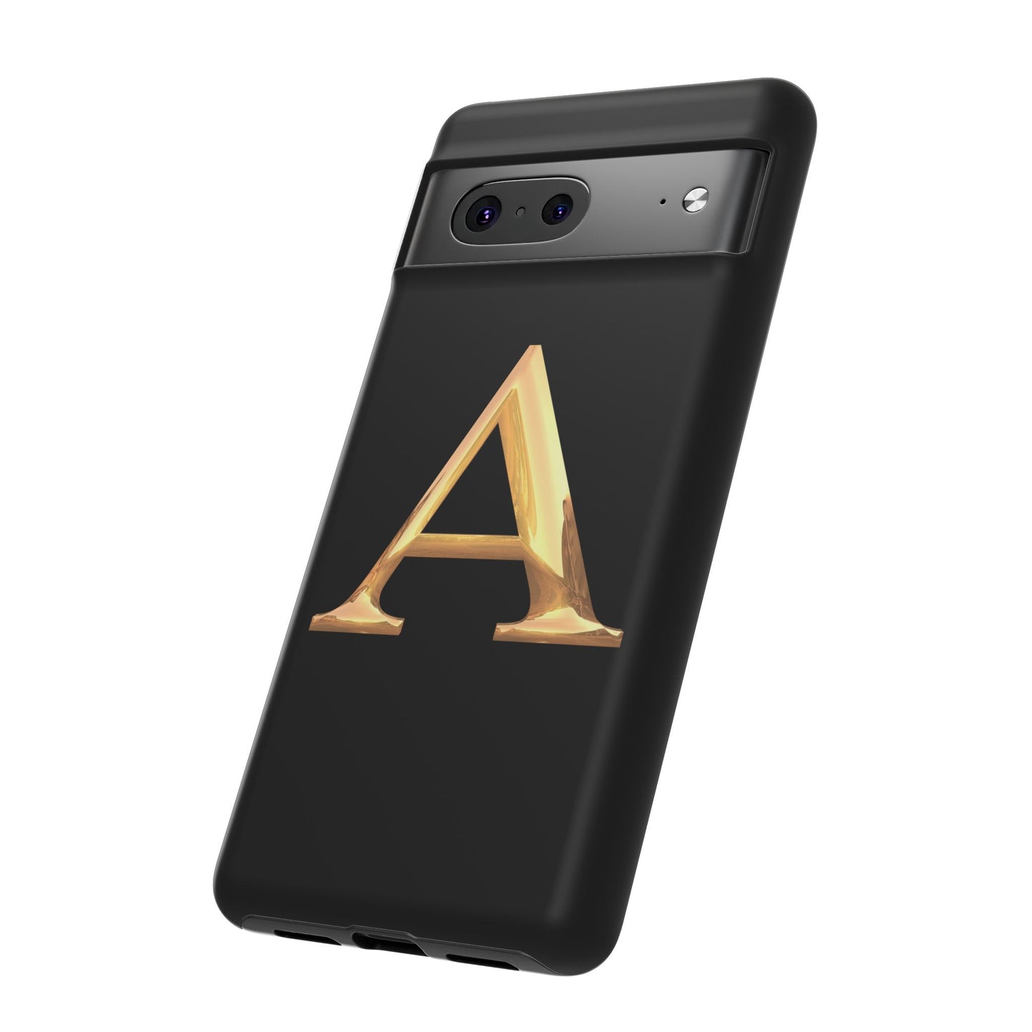 Custom Phone Case with Gold Letter A, Monogrammed Gift, Tough Protective Case, Personalized Phone Accessory, Unique Phone Cover