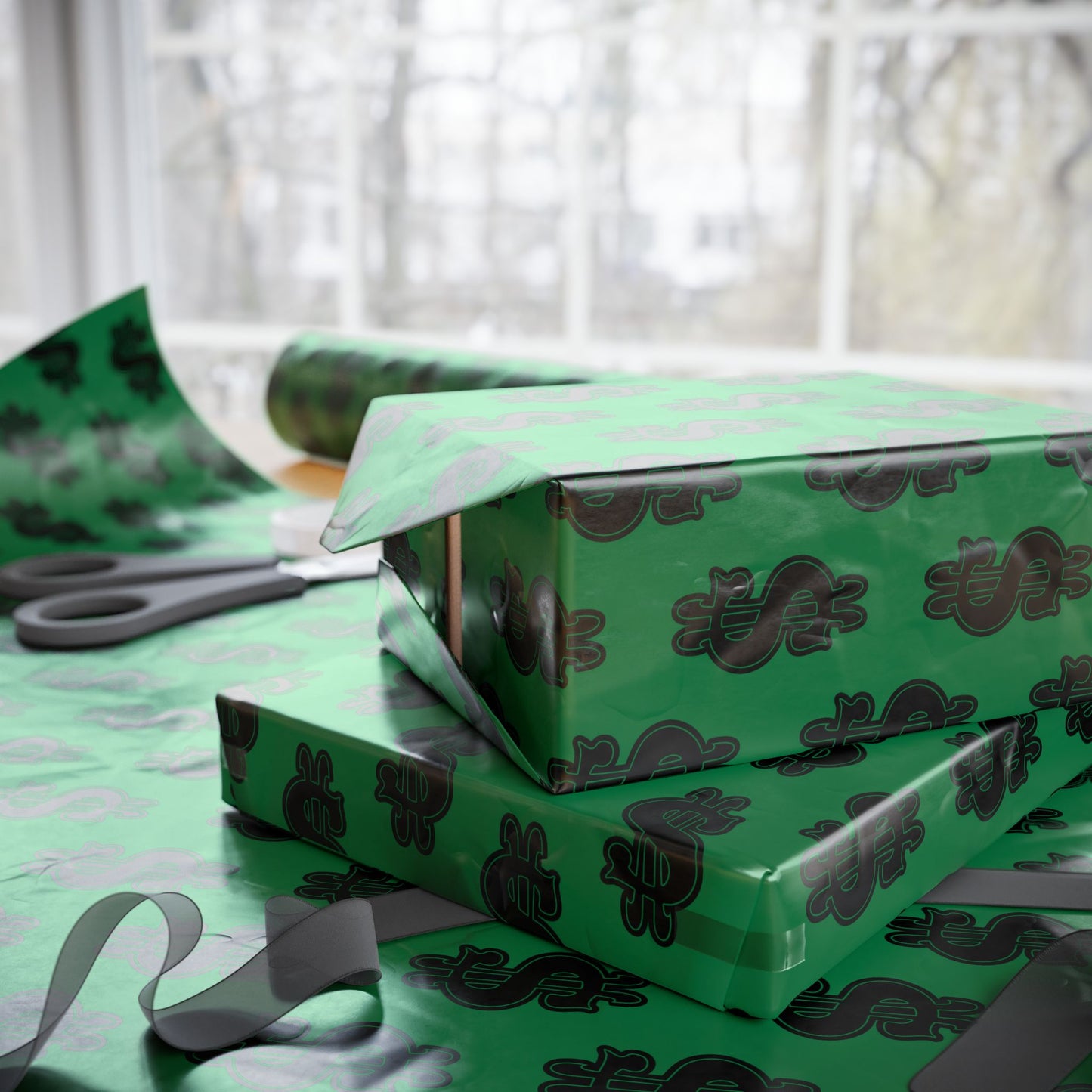 Money-Themed Wrapping Paper, Fun Gift Wrap for Birthdays, Holidays, Eco-Friendly Gift Packaging, Unique Patterned Gift Wrap