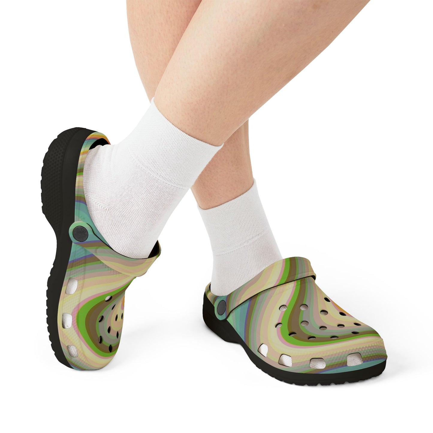 Retro Swirl Clogs — Colorful EVA Foam Comfort Shoes