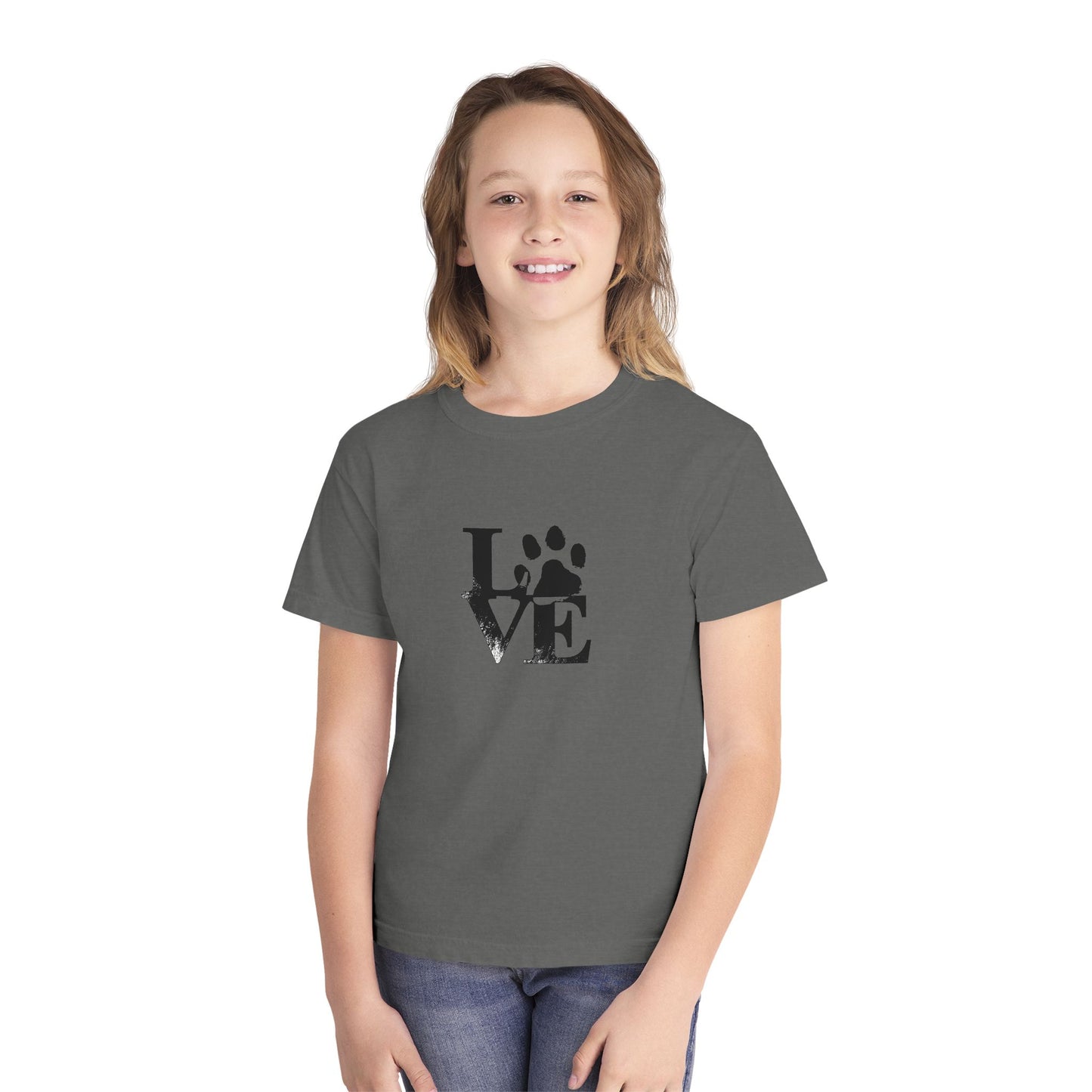 Youth Love Paw Tee - Perfect for Pet Lovers, Gifts for Kids, Animal Lovers, Birthday or Holiday Gift, Cute Casual Wear