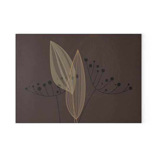 Elegant Glass Cutting Board with Leaf Design, Kitchen Decor, Housewarming Gift, Culinary Art, Modern Kitchen Accessory