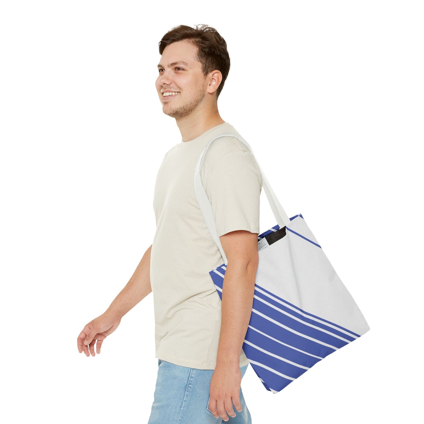 Chic Blue Striped Tote Bag, Stylish Reusable Shopping Bag, Beach Bag, Everyday Carry, Gift for Her