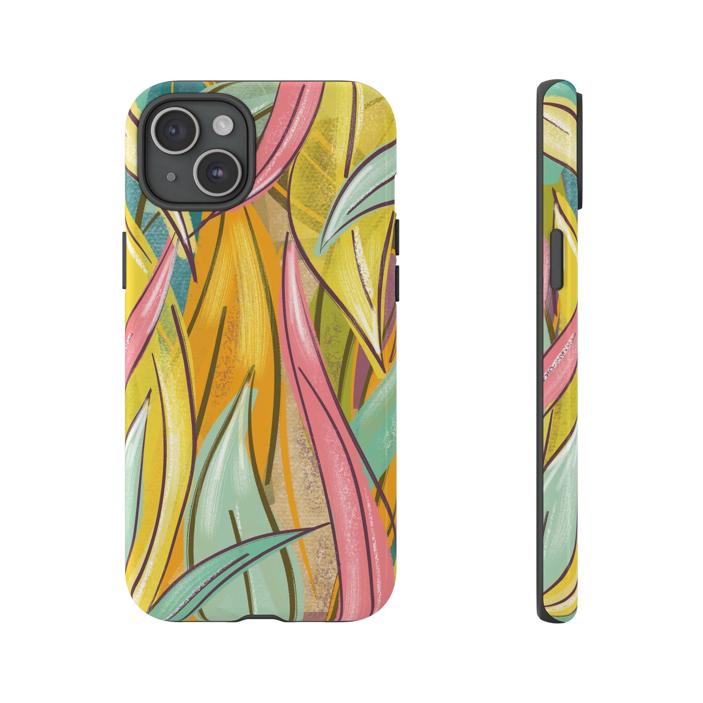 Vibrant Phone Case with Colorful Leaf Design, Tough Cases for Nature Lovers, Eco-Friendly Gift, Summer Vibes, Floral Phone Cover