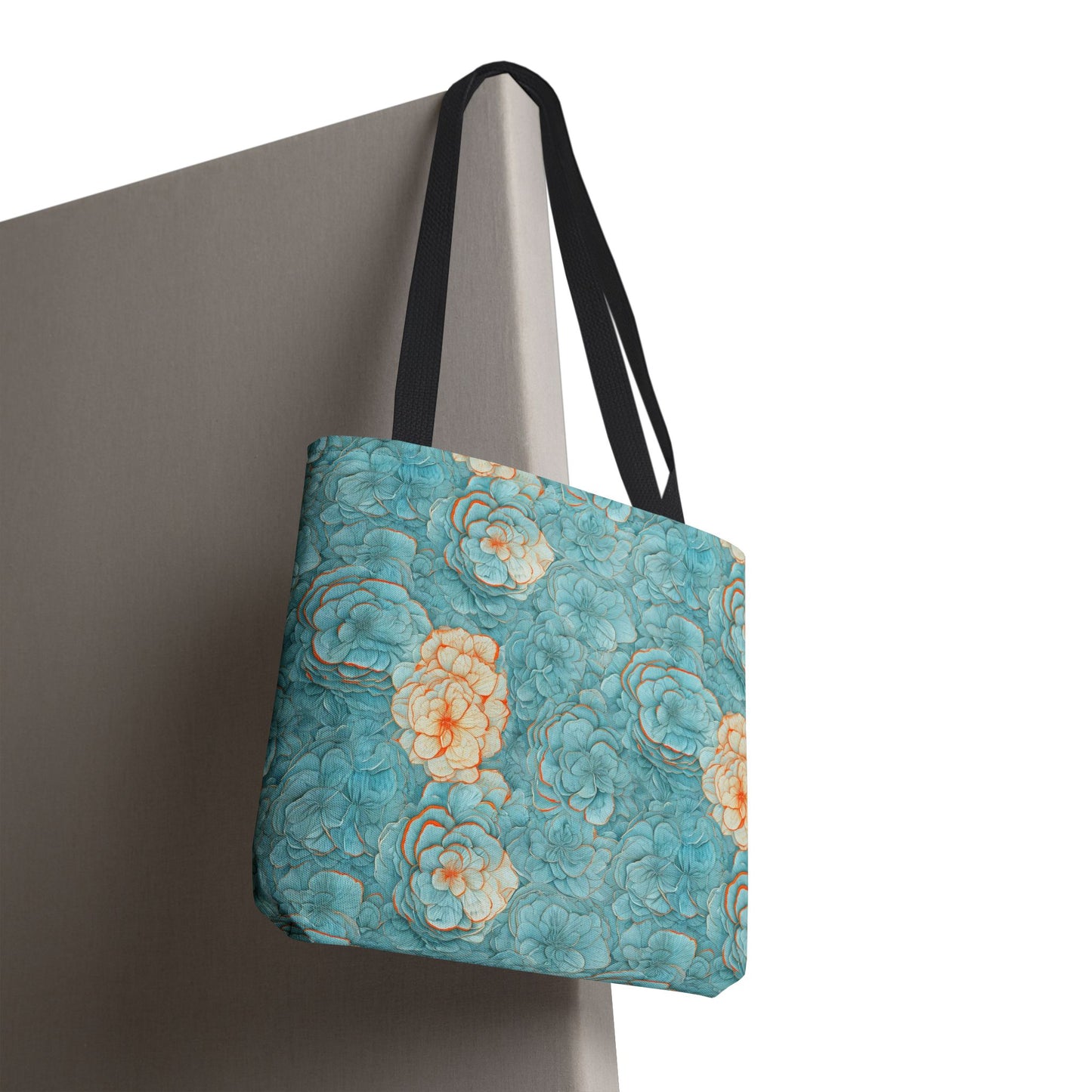 Floral Watercolor Tote Bag — Teal Succulent Pattern