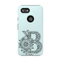 Personalized Tough Phone Case- Letter B, Floral Monogram Cell Phone Cover, Custom Protective Case, Unique Gift, Birthday, Graduation