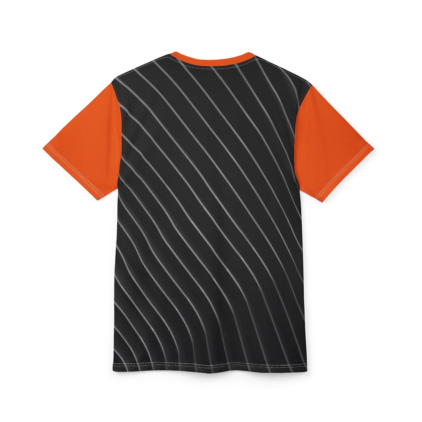 Stylish Unisex Cut & Sew Tee, Trendy Striped Black and Orange Shirt