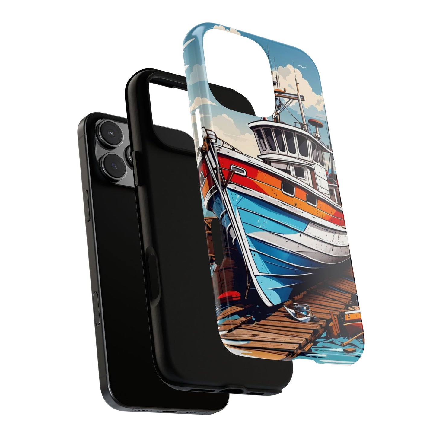 Colorful Fishing Boat Phone Case | Nautical Gift, Marine Design, Coastal Aesthetic, Summer Vibes, Sea Lover's Accessory