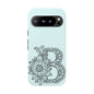 Personalized Tough Phone Case- Letter B, Floral Monogram Cell Phone Cover, Custom Protective Case, Unique Gift, Birthday, Graduation