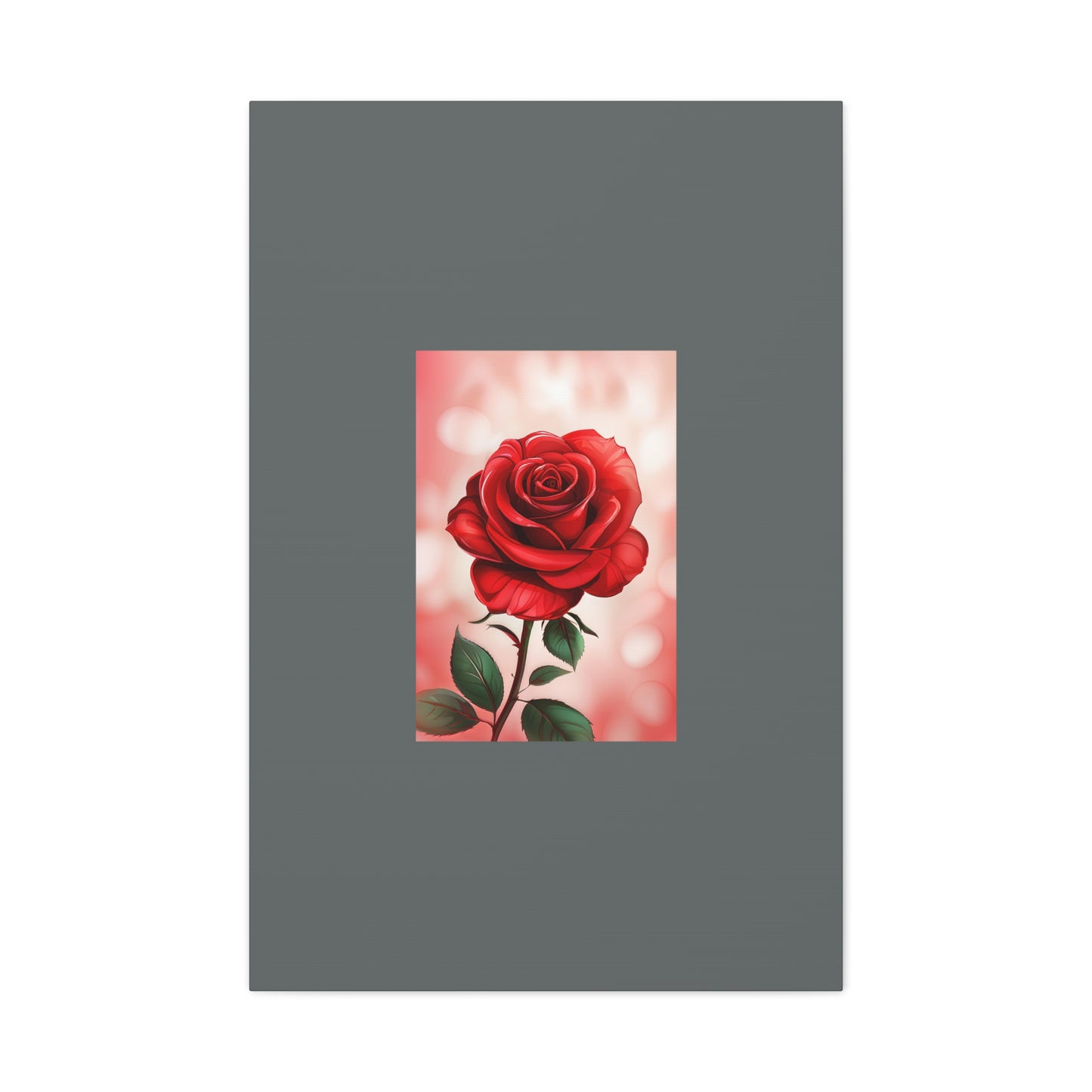 Red Rose Vertical Matte Canvas Print — Romantic Floral Wall Art